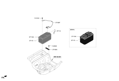 2021 Kia Stinger Battery Sensor Assembly Diagram for 37180J5000
