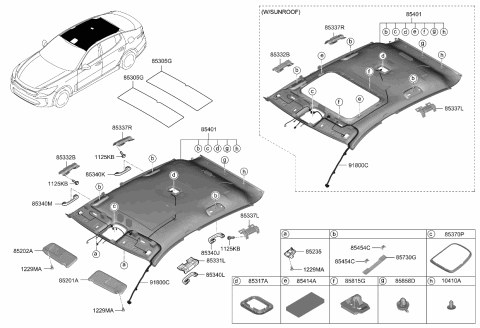 2019 Kia Stinger Sunvisor Assembly Left Diagram for 85201J5120WK