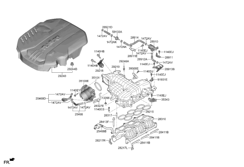 2020 Kia Stinger Manifold Assembly-Intake Diagram for 283103L100