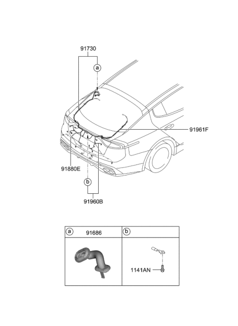 2020 Kia Stinger Wiring Assembly-Tail Gate Diagram for 91680J5070