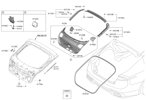 2019 Kia Stinger Tail Gate Trim Diagram 1