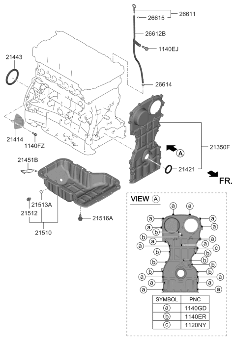 2019 Kia Stinger Cover Assembly-Timing Chain Diagram for 213502CTC0
