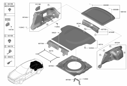 2018 Kia Stinger Mat Assembly-Luggage COV Diagram for 85710J5500WK