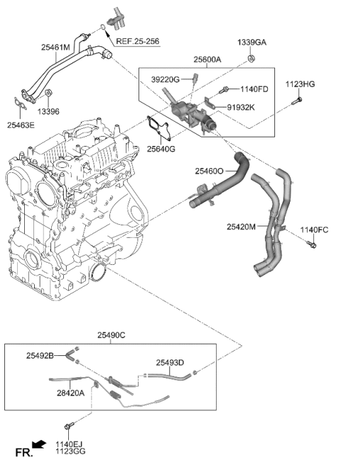 2020 Kia Stinger Gasket-Heater Pipe Diagram for 254752C400