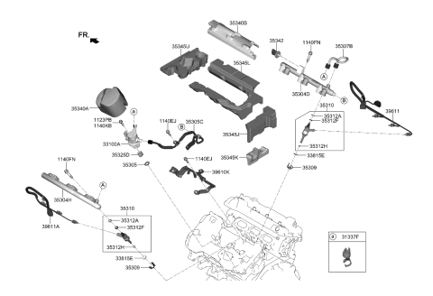 2021 Kia Stinger Throttle Body & Injector Diagram 2