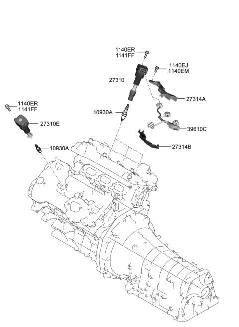 2020 Kia Stinger Protector-Harness,Upper Diagram for 273143L005