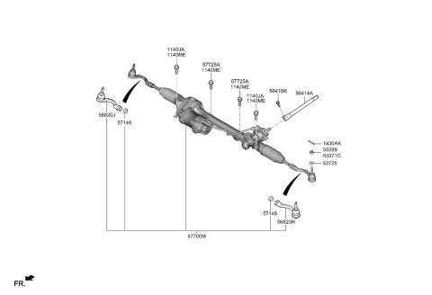 2021 Kia Stinger Gear & Linkage Assembly Diagram for 57700J5200