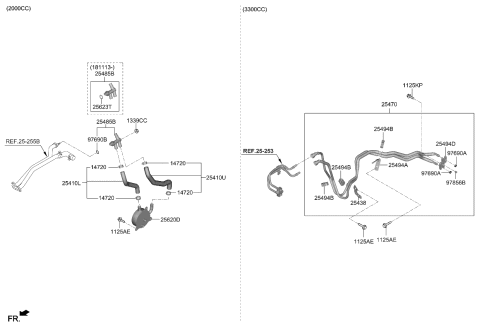 2020 Kia Stinger Clip-Tube MTG Diagram for 25493J5100