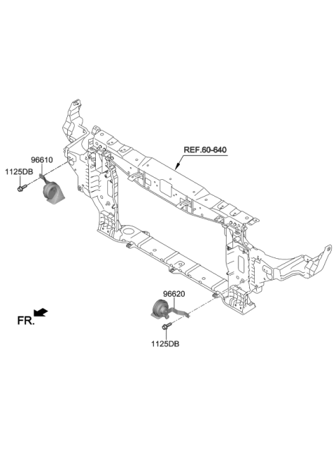 2018 Kia Stinger Horn Assembly-Low Pitch Diagram for 96611J5000