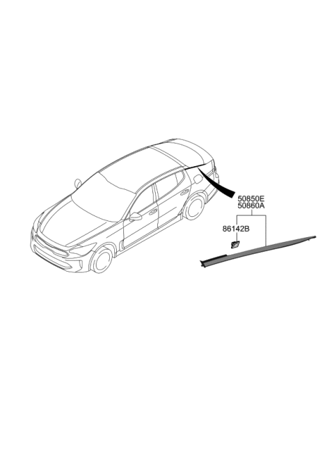 2020 Kia Stinger Clip-Moulding Mounting Diagram for 87862J5500