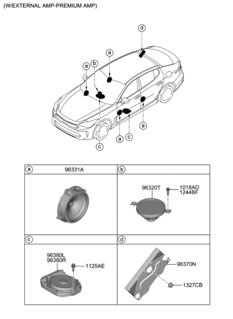 2019 Kia Stinger Center Speaker Assembly Diagram for 96350J5000