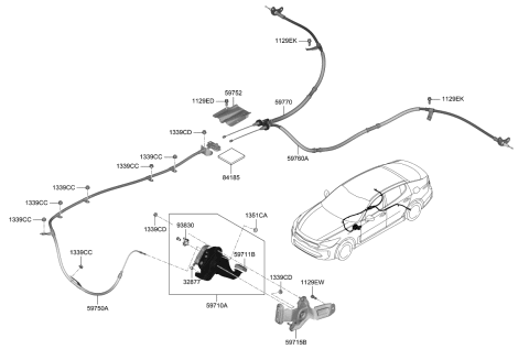 2021 Kia Stinger Cable Assembly-Parking Brake Diagram for 59750J5000