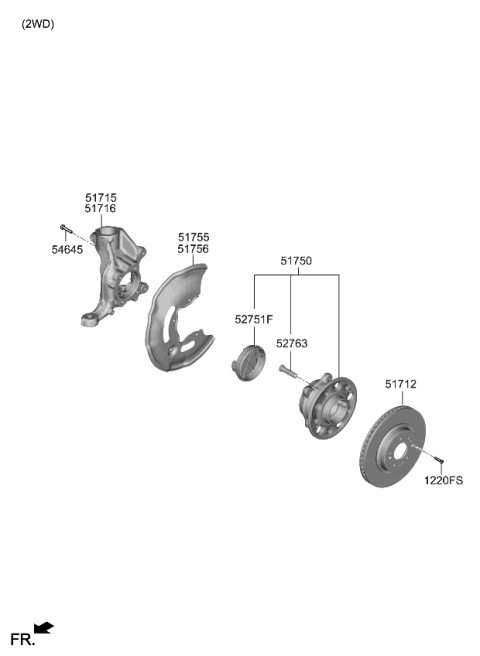 2020 Kia Stinger Front Wheel Hub Assembly Diagram for 51750J5000