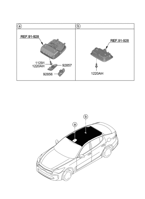 2018 Kia Stinger Sunvisor & Head Lining Diagram 2