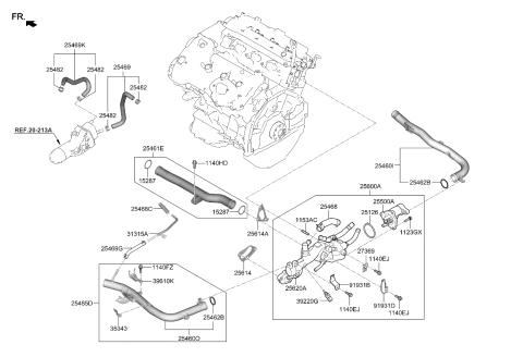 2020 Kia Stinger Coolant Pipe & Hose Diagram 2