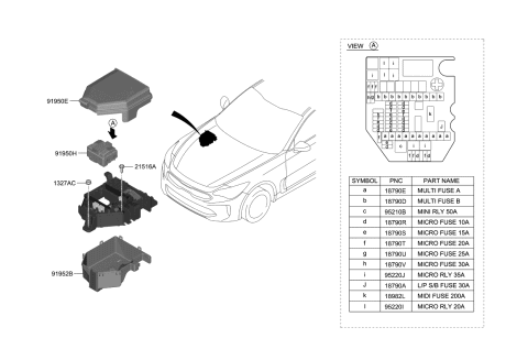 2019 Kia Stinger Pcb Block Assembly Diagram for 91950J5620