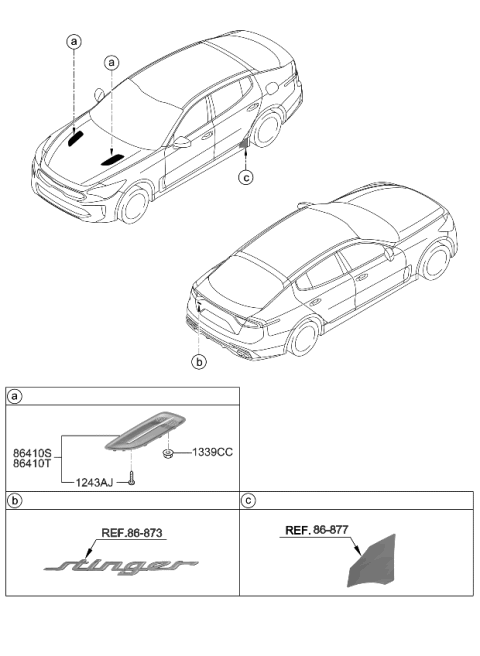 2019 Kia Stinger Grille Assembly-Hood UPP Diagram for 86420J5300