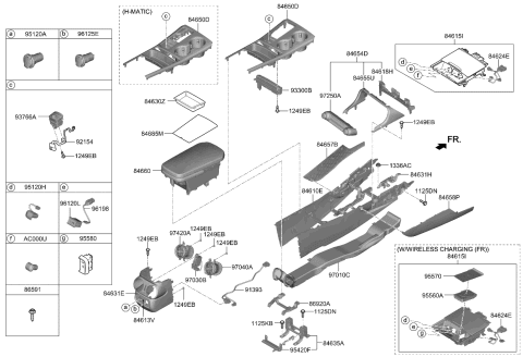 2018 Kia Stinger CONSOLE ASSY-FLOOR Diagram for 84610J5500CFJ