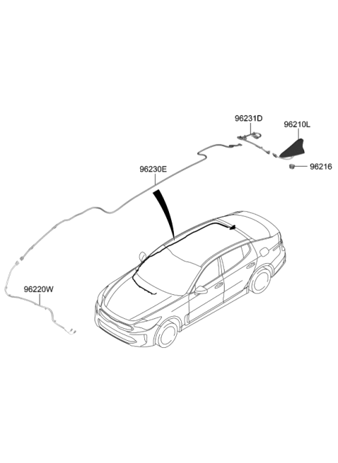 2019 Kia Stinger Combination Antenna Assembly Diagram for 96210J5400P2M