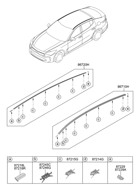 2020 Kia Stinger Roof Garnish & Rear Spoiler Diagram 1