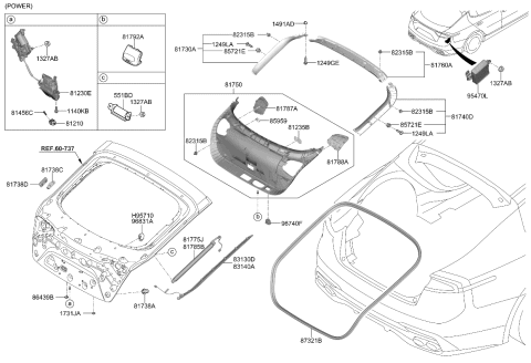 2021 Kia Stinger Bumper-Tail Gate OVERSL Diagram for 81739J5100