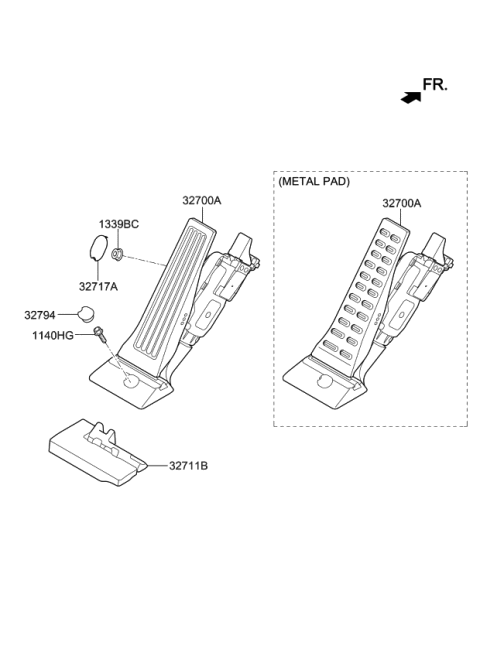 2021 Kia Stinger Pedal Assembly-Accelerator Diagram for 32700B1000