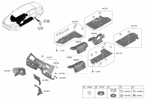 2018 Kia Stinger Tunnel INSULATOR Diagram for 84134J5500