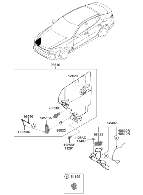 2019 Kia Stinger Funnel Assembly Diagram for 98622J5000