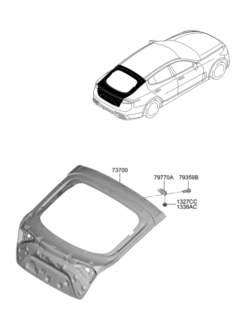 2021 Kia Stinger Panel Assembly-Tail Gate Diagram for 73700J5020