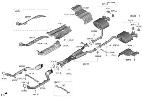 2020 Kia Stinger Rear Muffler Assembly, Left Diagram for 28710J5710