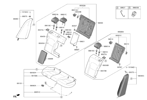 2020 Kia Stinger Rear Seat Covering Assembly Diagram for 89160J5020CLN