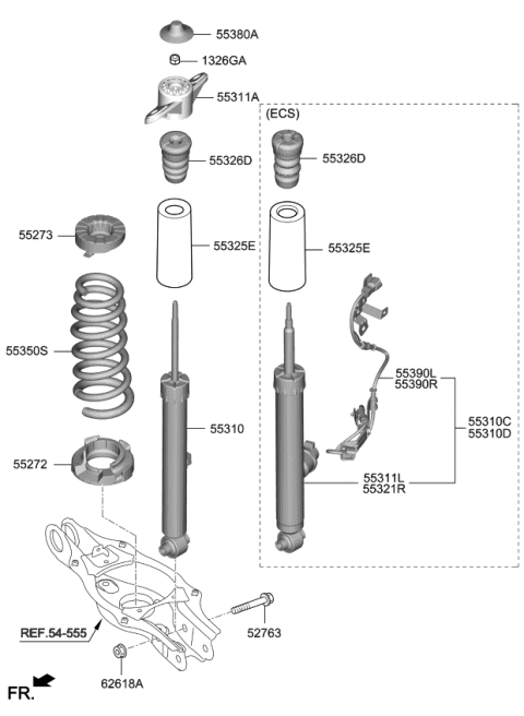 2021 Kia Stinger Pad-Rear Spring,Upper Diagram for 55334J5000