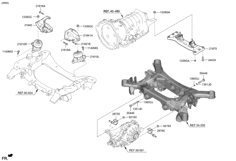 2021 Kia Stinger Engine & Transaxle Mounting Diagram 1