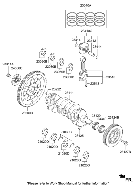 2020 Kia Stinger Sprocket-Crankshaft Diagram for 231212C550