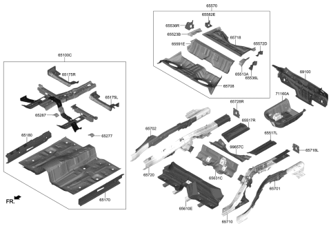 2020 Kia Stinger Panel Assembly-Floor,Ctr Diagram for 65100J5000