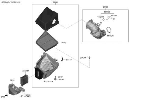 2020 Kia Stinger Air Cleaner Filter Diagram for 28113J5100