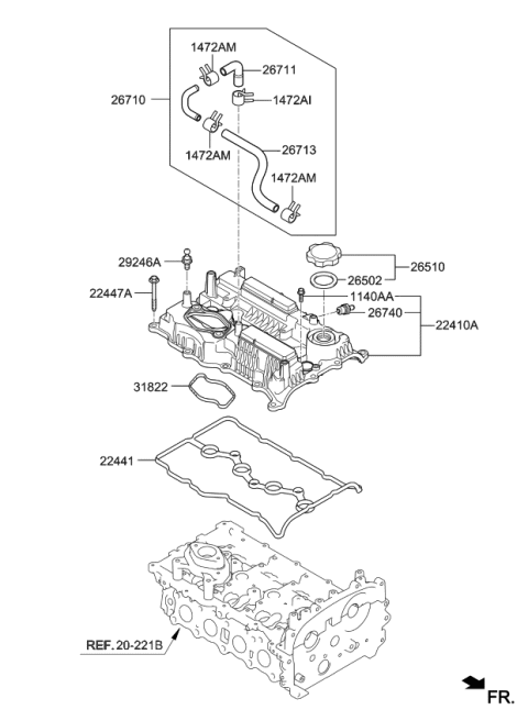 2021 Kia Stinger Hose-Breather Diagram for 267132CTA1