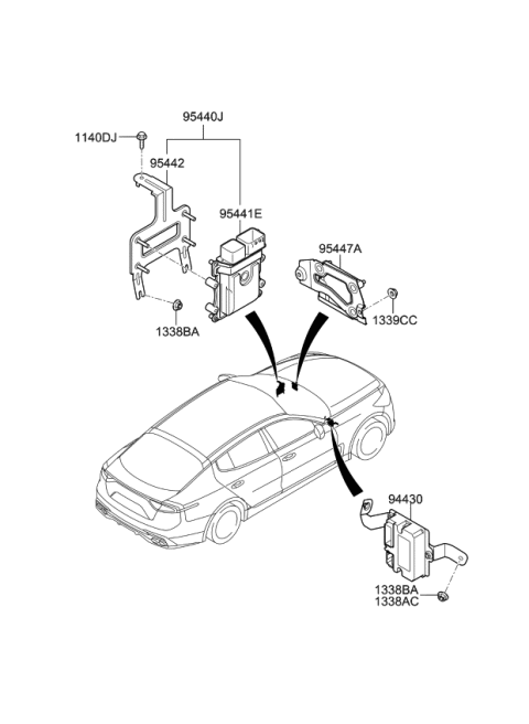 2019 Kia Stinger T/M Control Unit Diagram for 954404J561