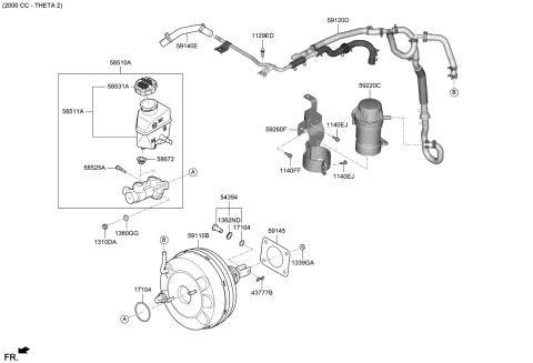 2018 Kia Stinger Brake Master Cylinder & Booster Diagram 1