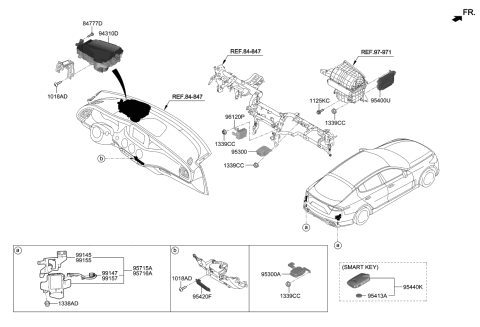 2020 Kia Stinger Smart Key Fob Diagram for 95440J5000