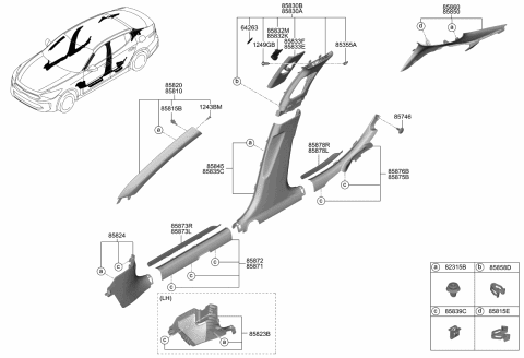 2020 Kia Stinger Trim Assembly-Rr Pillar Diagram for 85860J5100WK