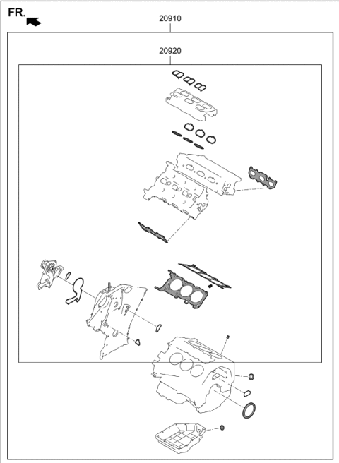 2020 Kia Stinger Gasket Kit-Engine OVEAUL Diagram for 209203LA04