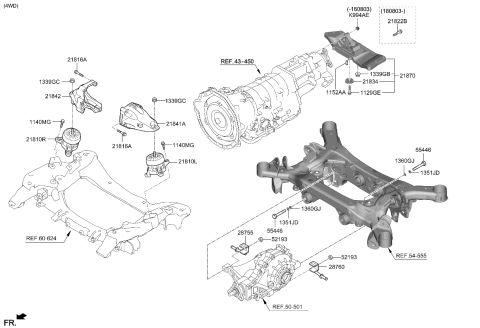 2020 Kia Stinger Bracket Assembly-Engine Diagram for 21850J5500