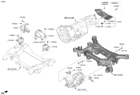 2021 Kia Stinger CROSSMEMBER Assembly-Transmission Diagram for 21730J5200