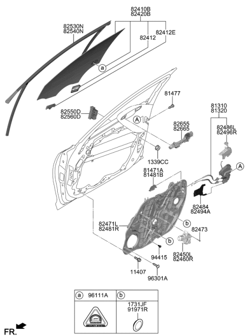 2018 Kia Stinger Front Door Latch Assembly, Left Diagram for 81310J5000