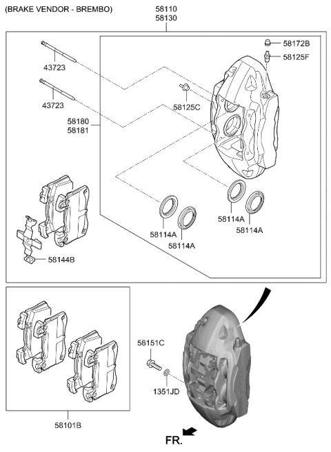 2020 Kia Stinger Brake-Front Wheel Diagram 2