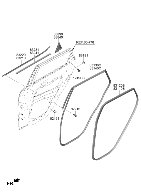 2024 Kia Soul Rear Door Moulding Diagram