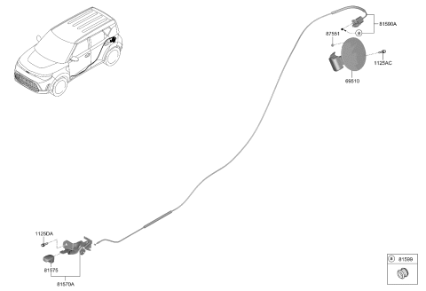 2023 Kia Soul Fuel Filler Door Assembly Diagram for 69510K0000