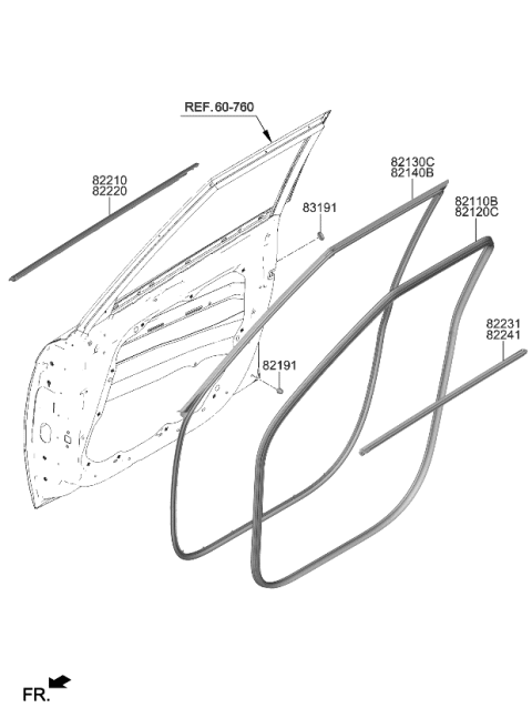 2023 Kia Soul Moulding-Front Door Diagram