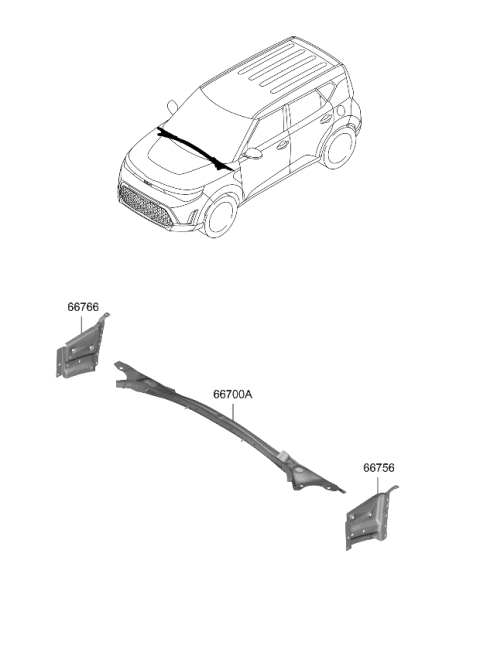 2024 Kia Soul Panel Assembly-COWL Comp Diagram for 66700K0000